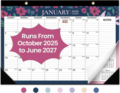 Desk Calendar 2026-2027, 21-Month Calendar Runs Until June 2027, Large 17" x 12" Monthly Desktop & Wall Calendar for Home & Office - Floral