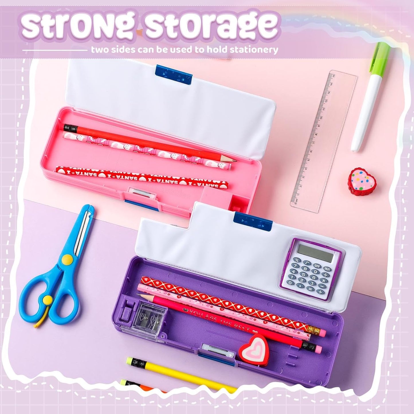 Henoyso Multifunctional Pencil Box for Girls Butterfly Pencil Case with Calculator and Sharpener Cool Cute Pencilcase School Supplies Essentials Christmas Birthday Gift Present for Kids Teens