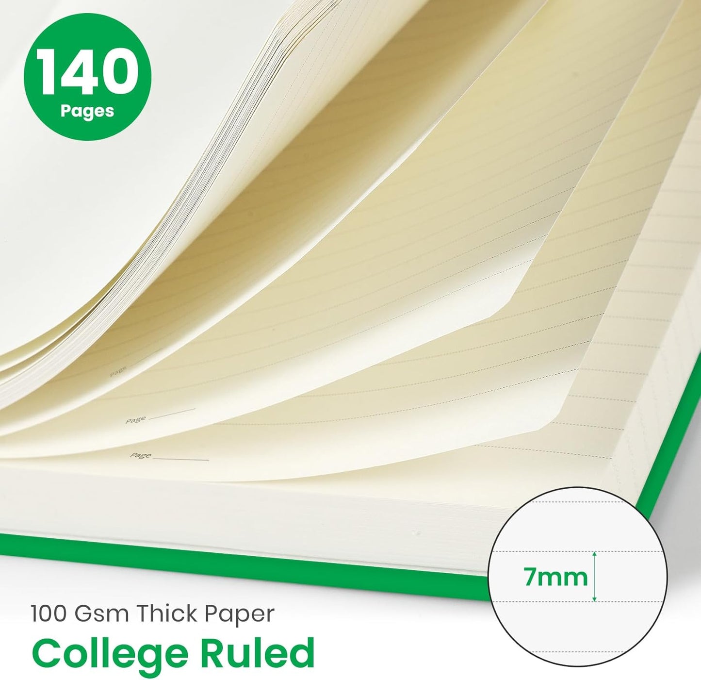 Taja Lined Spiral Journal Notebook for Women & Men, 140 Pages, College Ruled Hardcover Notebook for Work & Note Taking, Journals for Writing, A5(5.7" x 7.9") - Green