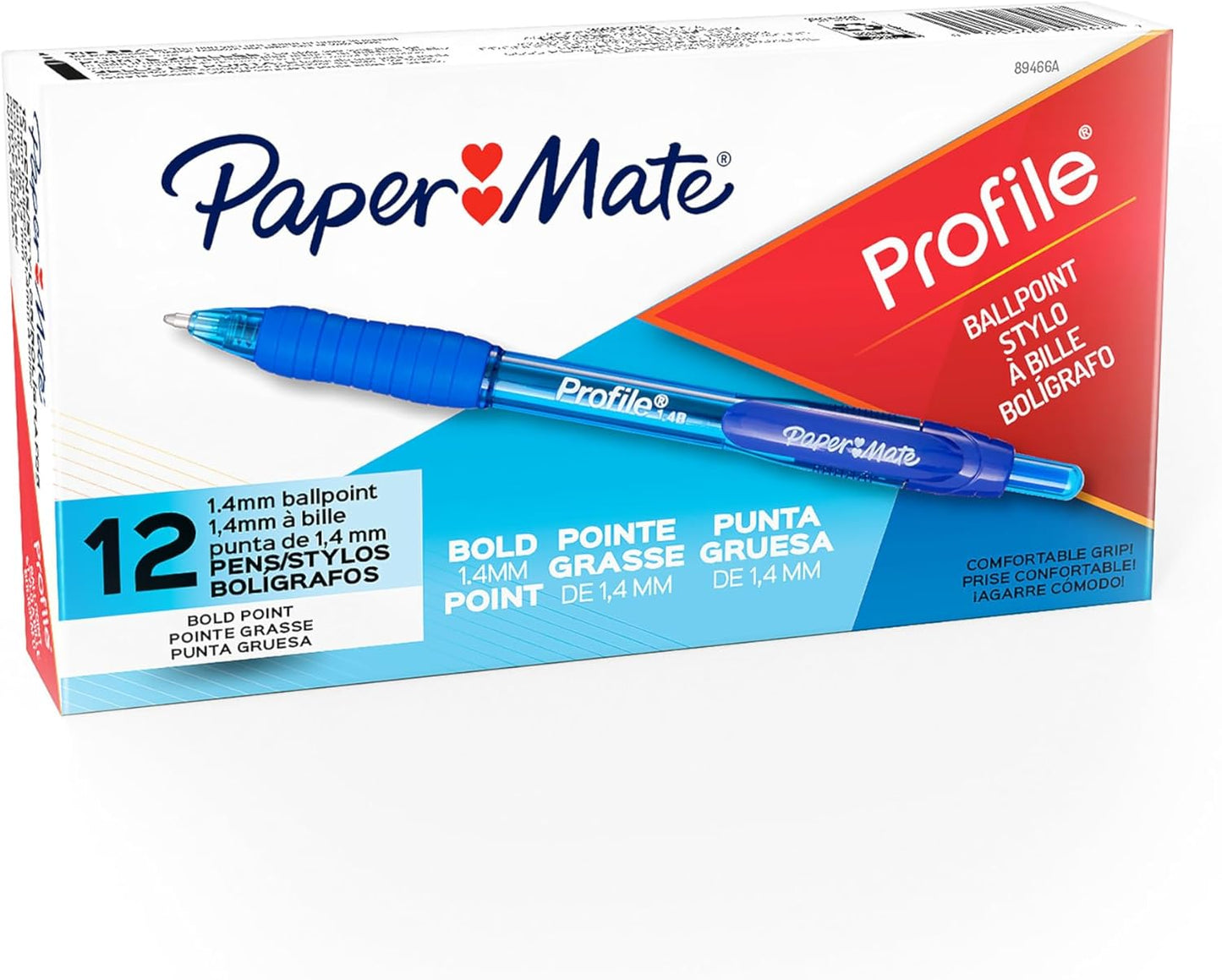 Paper Mate Profile Retractable Ballpoint Pens Bold, 1.4mm, Assorted Colors, 12 Count - Back to School, Home, Office, Teacher Supplies