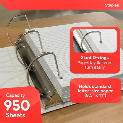 Staples Standard 2-Inch 3-Ring View Binder, Holds Up to 450 Sheets, Orange, Durable Binder for Office & School