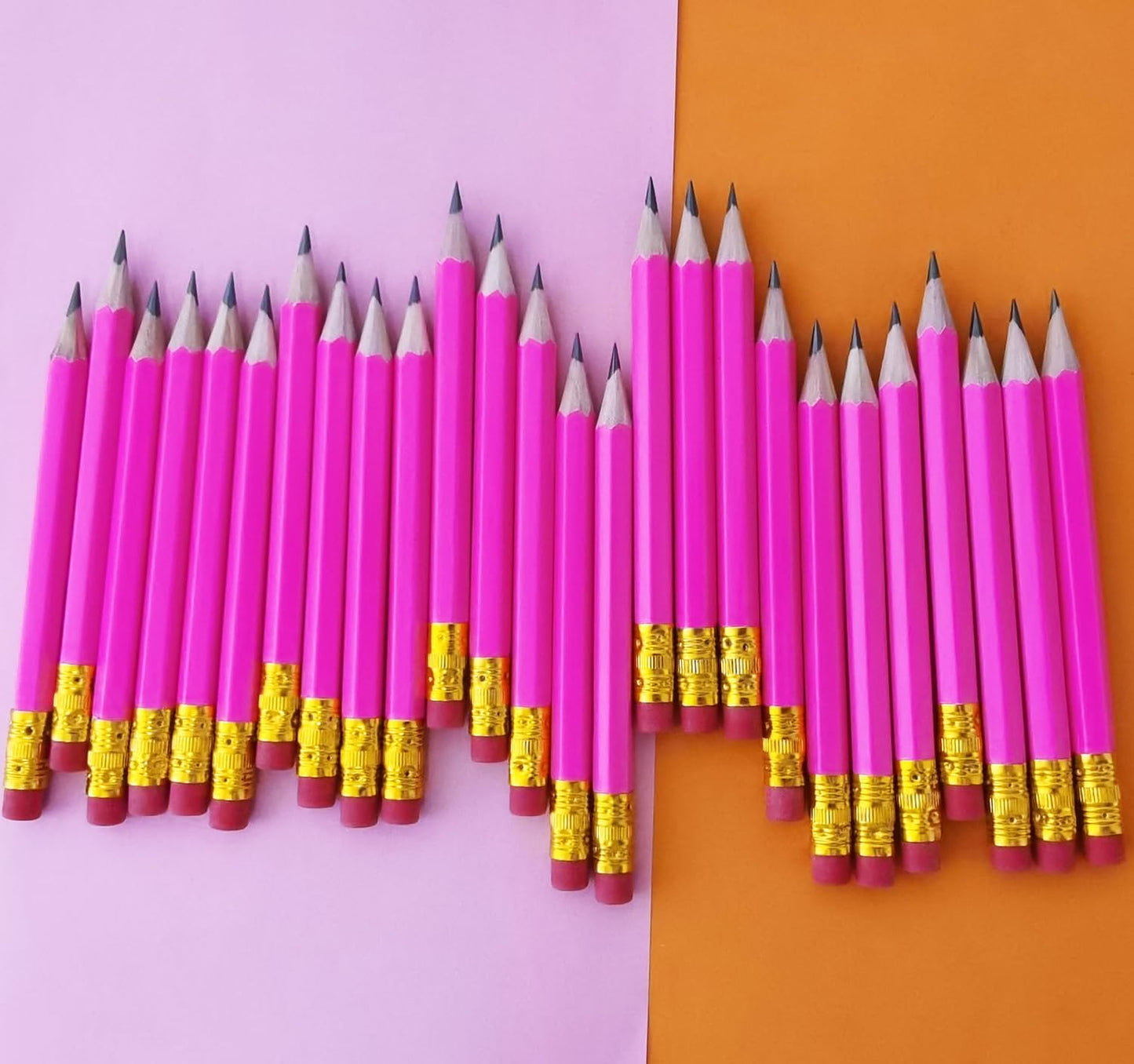 Adhere 25pcs Golf Pencils with Eraser Pre sharpened Hexagon half Wooden Pencils Graphite 2B for Golf Event Scoring,Classroom,Wedding,Company Meetings,Pew, Pocket (Nature)