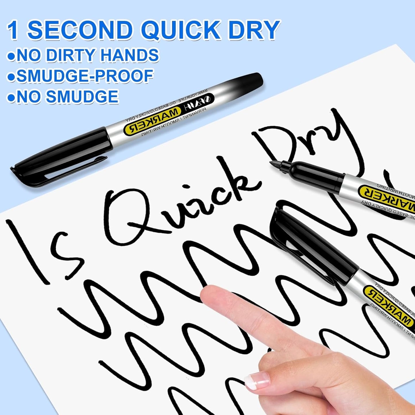SFAIH 100 Black Permanent Markers Bulk -1s Quick Drying, Fine Point Markers for Write Mark, School, Office, Warehouse, Business, Logistics, Durable, Waterproof Ink on Paper, Plastic, Metal, Cardboard
