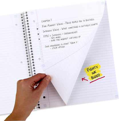 Five Star Spiral Notebook + Study App, 1 Subject, College Ruled Paper, 8-1/2" x 11", 80 Sheets, Fights Ink Bleed, Water Resistant Cover, Soft Petals Blue (820441F-ECM)