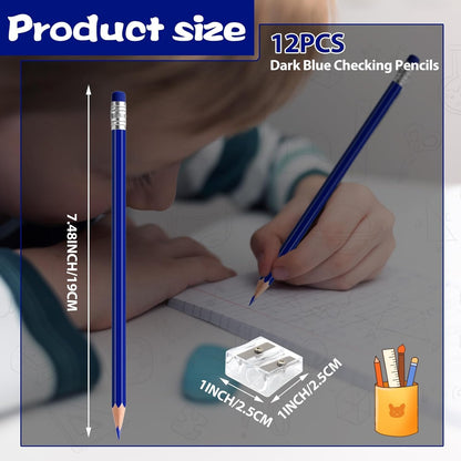 12 PCS Green Pencils with Eraser, Pre-Sharpened HB Pencils for Writing & Drawing, School Supplies for Kids Homework, Tests, Art Crafts & Teacher Grading (Green)