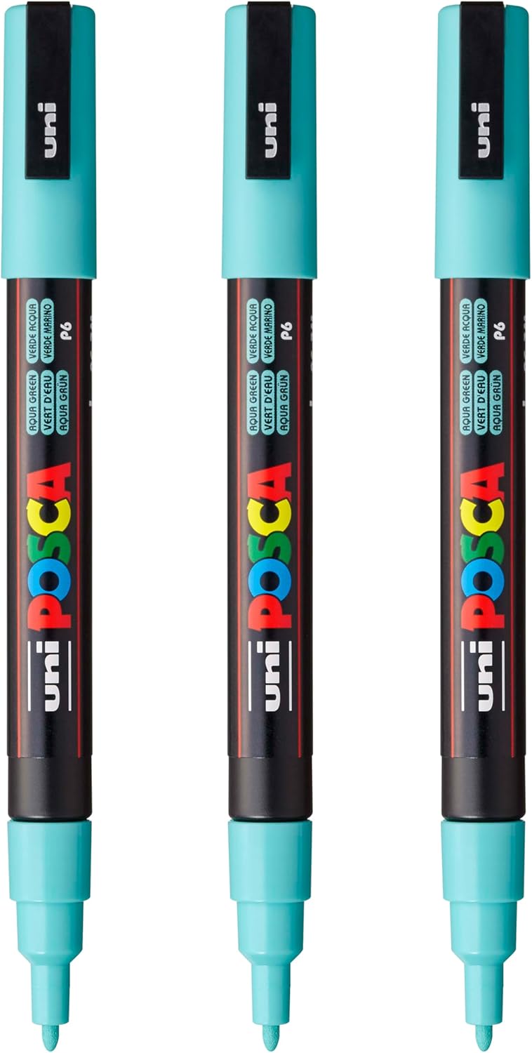 posca PC-3M Water-Based Paint Markers, Reversible Fine Tip (0.9-1.3mm), Pink, 3 Count