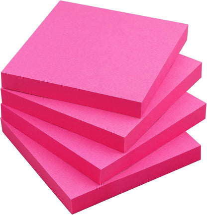 Sticky Notes 3x3 Self-Stick Notes Bright Colors Sticky Notes 4 Pads 100 Sheets/Pad (Yellow)