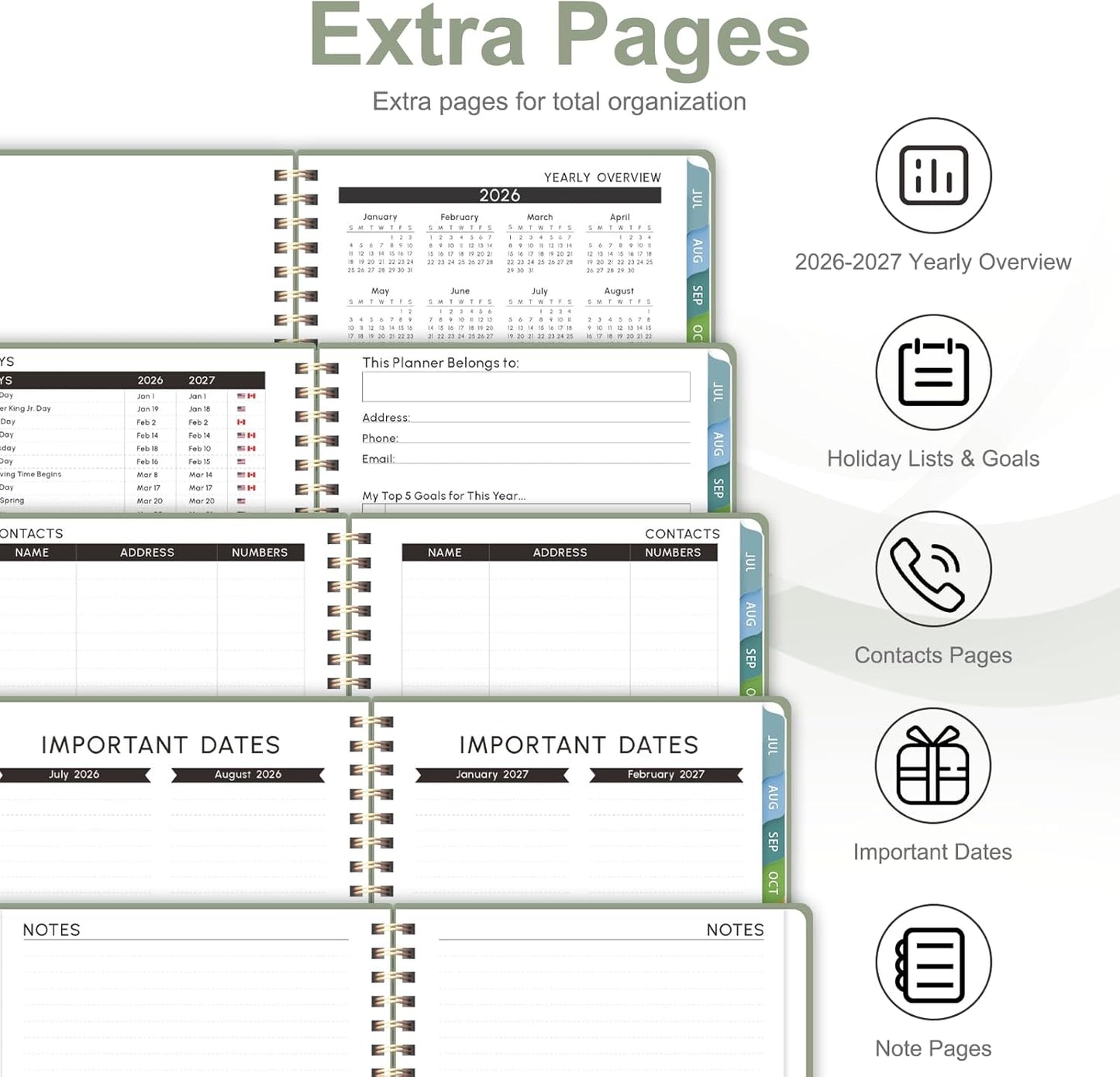 Planner 2026-2027, Weekly and Monthly Academic Year Calendar Planner, July 2026 - June 2027, Daily Agenda Book for Office School Supplies, A5(6.3'' x 8.5'')