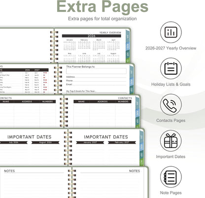 Planner 2026-2027, Weekly and Monthly Academic Year Calendar Planner, July 2026 - June 2027, Daily Agenda Book for Office School Supplies, A5(6.3'' x 8.5'')