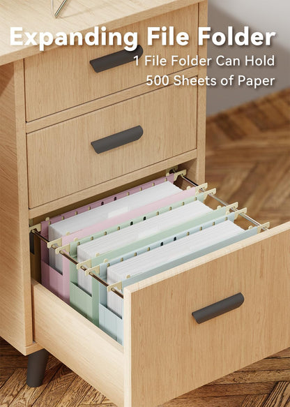 Ansook Extra Capacity Hanging File Folders Letter Size,Heavy Duty 4" Expandanle Pastel Hang Folders,6 Pack Plastic File Cabniet Folder Hanging with Tabs,Hanging File Frame Organizer