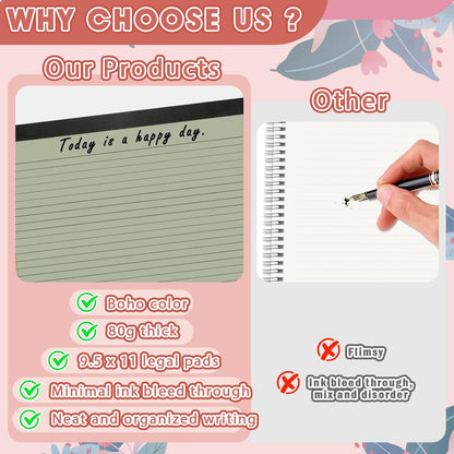 gisgfim 4 Pack 11" x 9.5" Legal Pads College Ruled Notepad Landscape Notebook 80 GSM Horizontal Lined Notebook Writing Pads Aesthetic Legal Pad for School Office Business (Pastel)