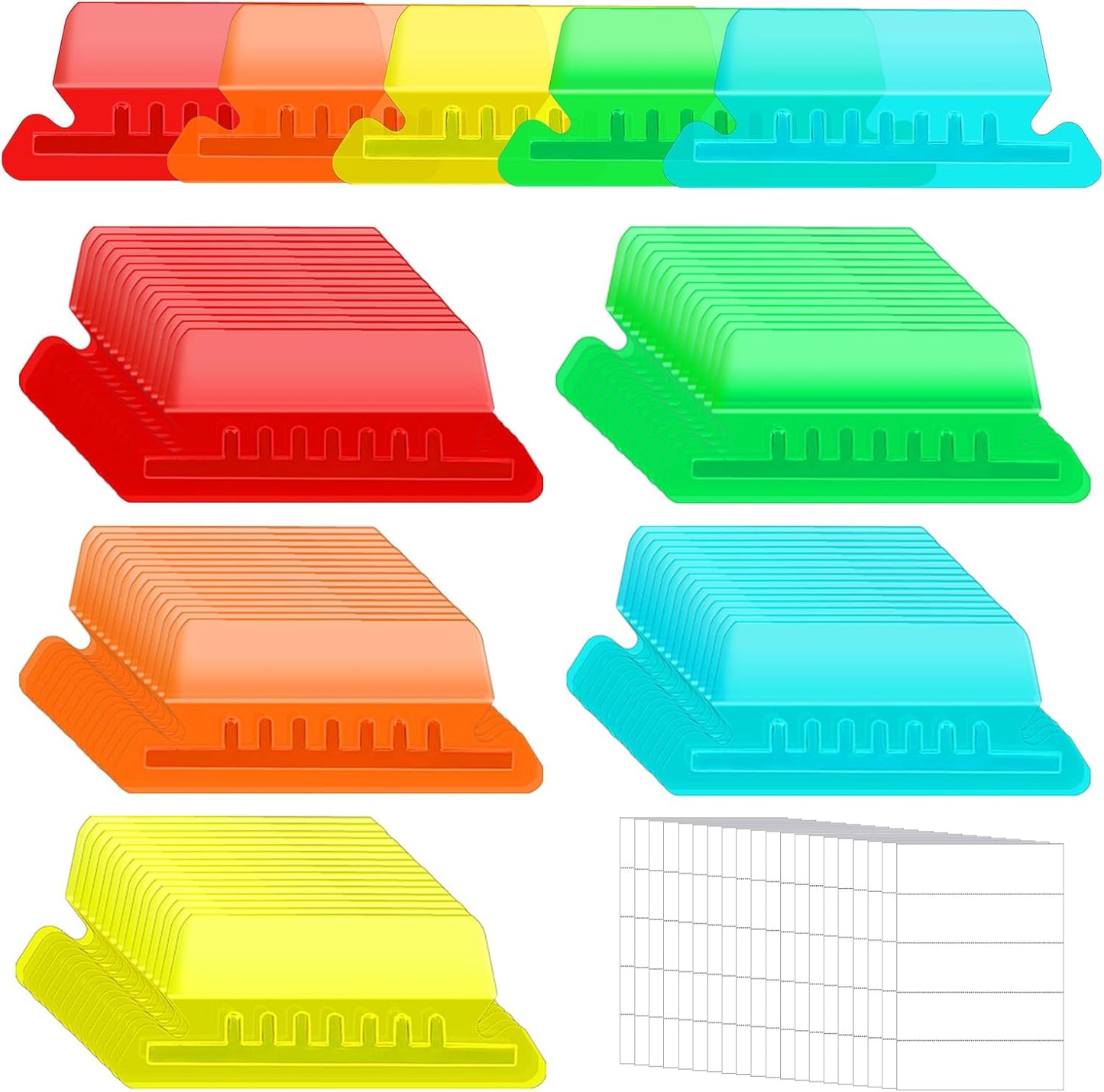 200 Pcs Hanging File Folder Tabs and 200 Pcs 2 Inch Inserts Labels, Plastic File Folder Tabs for Hanging Folders Files (Transparent)