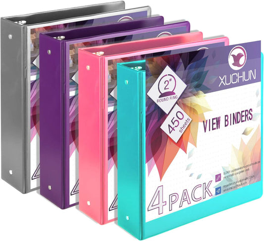 XUCHUN 3 Ring Binders 1 Inch,Clear View Binder with 2 Pockets, Holds 225 Sheets 8.5x11 Inches Paper, Customizable Cover & Spine, Large Capacity Binders for Office, School, Home, Business 6 Pack