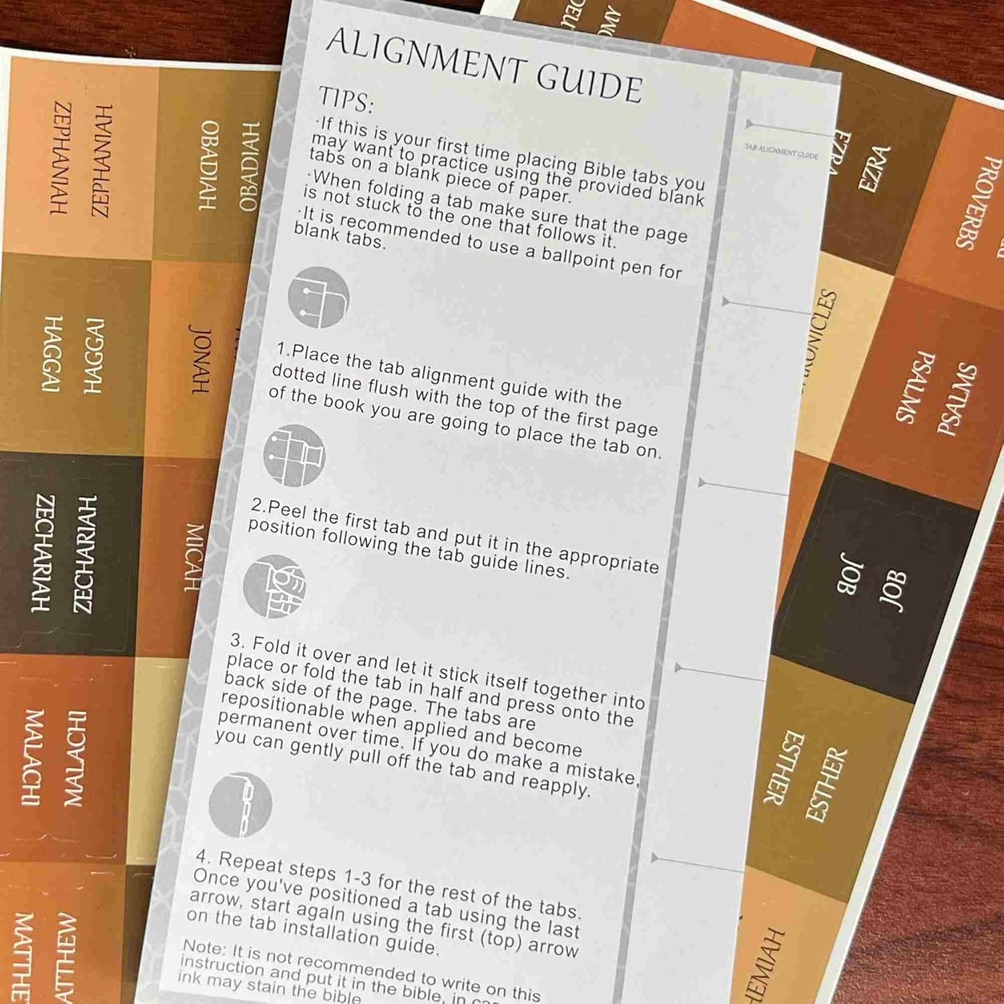 Thinkor Reposition Laminated Bible Tabs, Large Print Stickers, Easy to Read & Apply Bible Tabs for Women & Man (Earthy Brown)