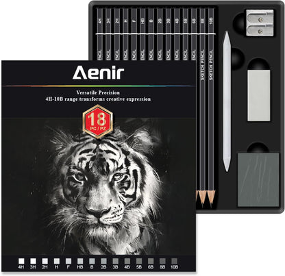 Aenir Sketch Pencils for Drawing, Set of 12 Drawing Pencils for Sketching Medium (6B - 4H), Artist Graphite Pencils, Sketch Set for Artists for Sketching Supplies, Art Supplies.