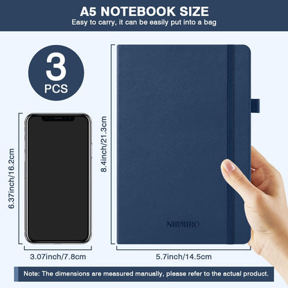 NIRMIRO Small Notebook Journals, 3 Pack Mini Pocket Note pads for Men & Women Writing, A6 Small Leather Notepad 3.7" x 5.7" with Pen, Black, Red, Green