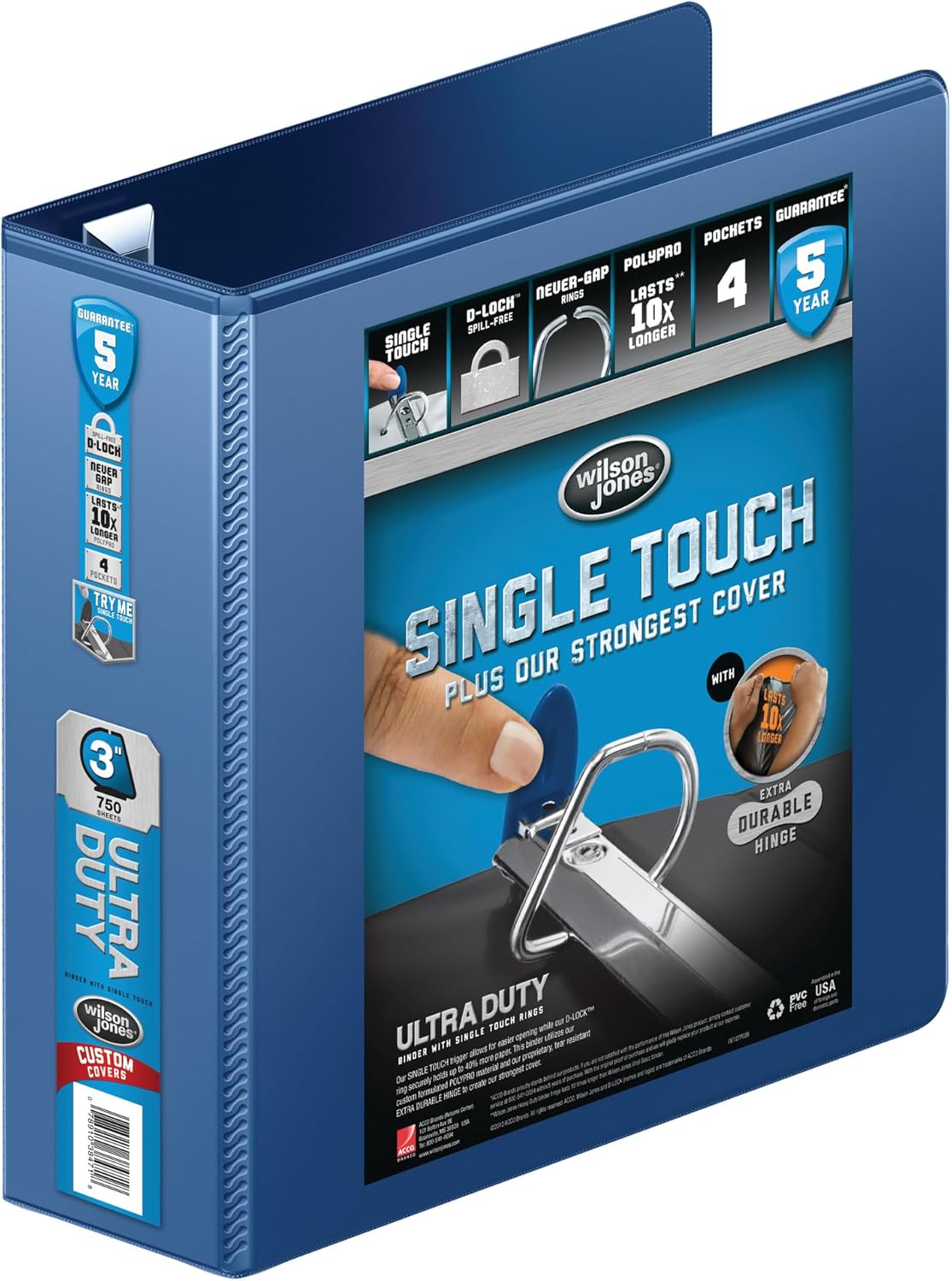 Wilson Jones 3 Ring Binder 4 Inch, Ultra Duty D-Ring View Binder with Extra Durable Hinge, Customizable, Black (W86641)
