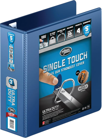 Wilson Jones 3 Ring Binder 4 Inch, Ultra Duty D-Ring View Binder with Extra Durable Hinge, Customizable, Black (W86641)