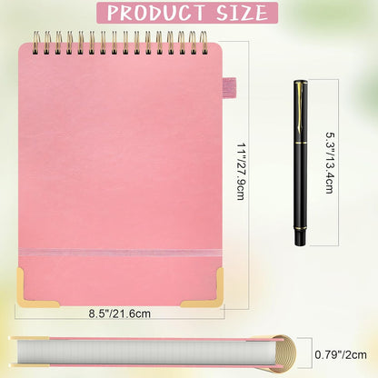 A5 Top Spiral Notebook, Large Leather Hardcover Top Bound Steno Pads, 240 Pages 100 gsm Thick Lined Paper Left Handed Notebook Journal for Work, School, Meeting Writing - Brown, 5.9" x 8.5"