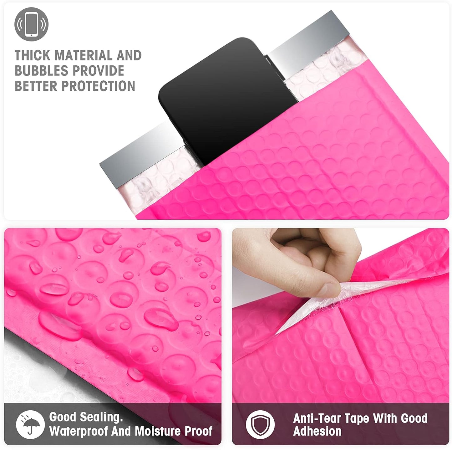 Metronic Bubble Mailers 6x10 Inch 100 Pack Black Usable Size 6x9" Opaque Padded Envelopes Waterproof Bubble Envelopes Cushioning Mailer for Small Business Mailing Makeup Jewelry Gifts