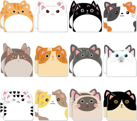 Yinder 24 Pads Cute Sticky Notes Fun Kawaii Animal Sticky Notes Pads Bulk Cartoon Memo Self Adhesive Gift for Valentines Veterinary Office School Tab Party Supplies(Classic Animals)