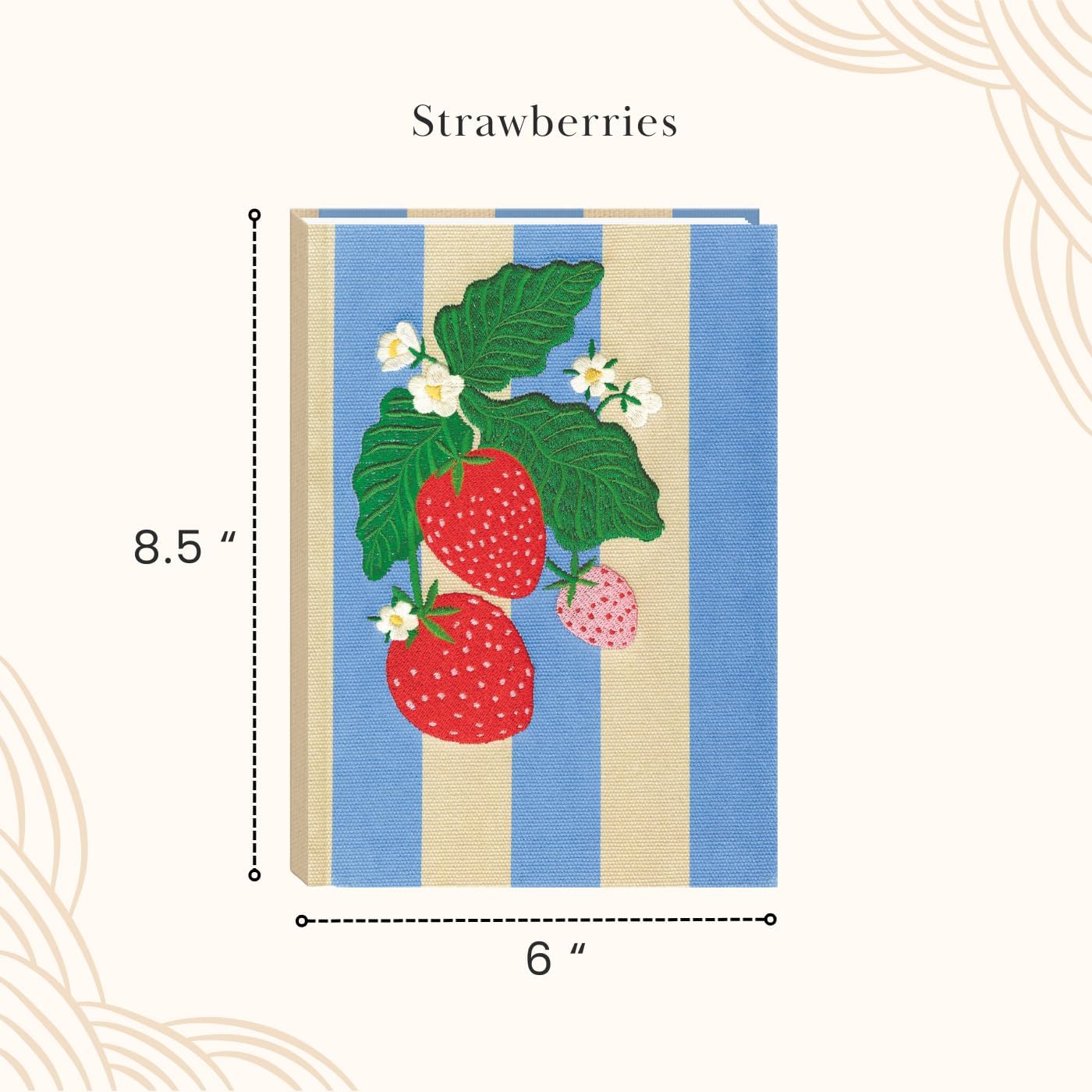 Lady Jayne Embroidered Canvas Hardcover Journal with 192 Lined Pages, 6” x 8.5” – Flower Market Poppy (83289)
