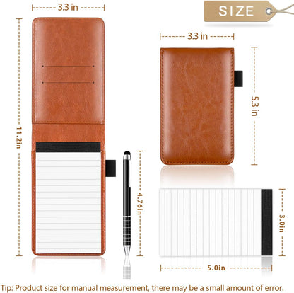 Xhwykzz 7 Pieces Small Notepads Holder Set, Pocket Notebook with pen, Included 5 Pieces Refills 3 x 5 Inch, 30 Lined Paper Per Note Pad (Black)
