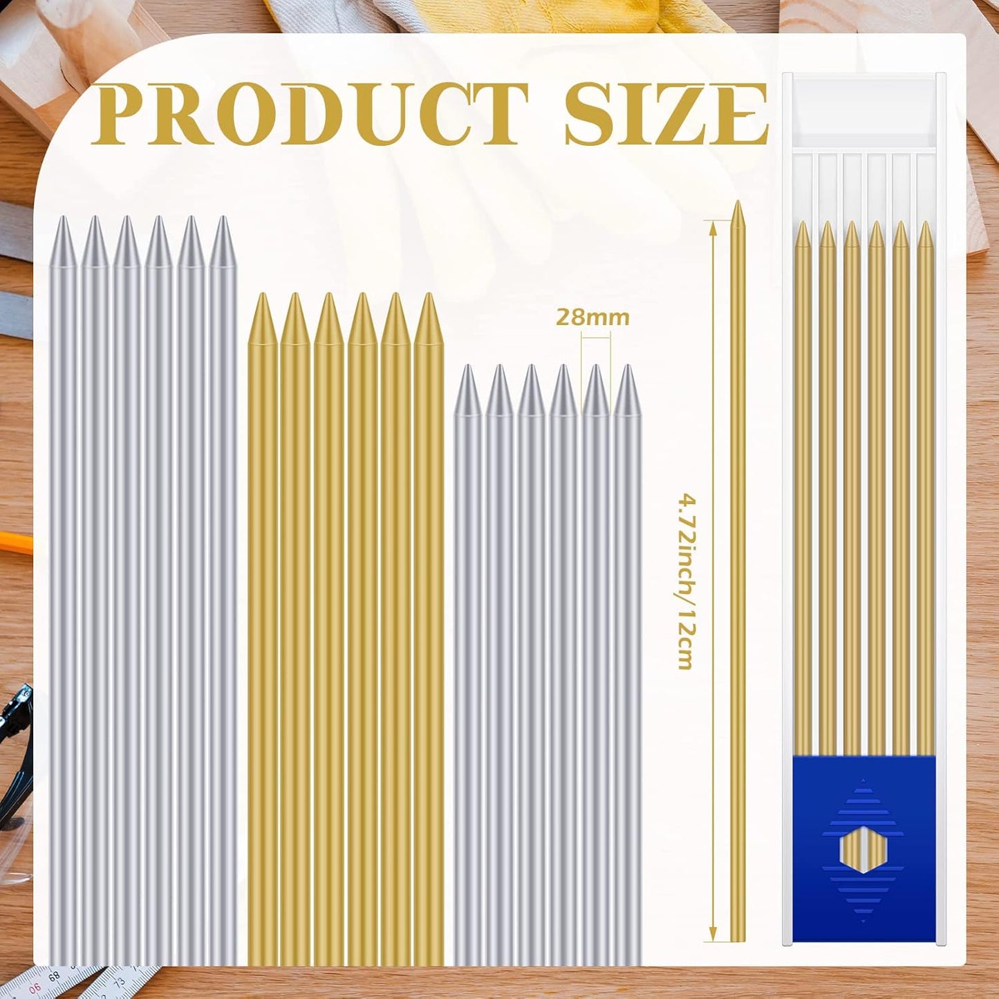 Spakon 60 Pcs 2.8mm Lead Refill Carpenter Construction Pencils Marker Lead Refills Dry Mechanical Woodworking Pencil Tools for Writing Drawing Drafting (Black)