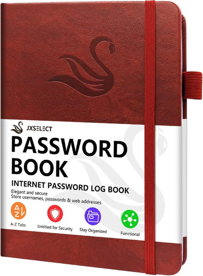 Elegant Password Book with Alphabetical Tabs - Hardcover Password Book for Internet Website Address Login - 5.2" x 7.6" Password Keeper and Organizer w/Notes Section & Back Pocket (Turquoise)