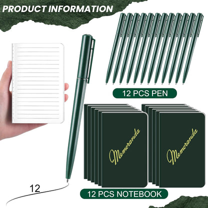 Faccito Memoranda Notebook and Pen Set Green Military Memorandum Book 3.3" x 5.5" Mini Utility Notepad Military Memo Book for Outdoor Recording Ranger School First Responder(12,Simple Style)