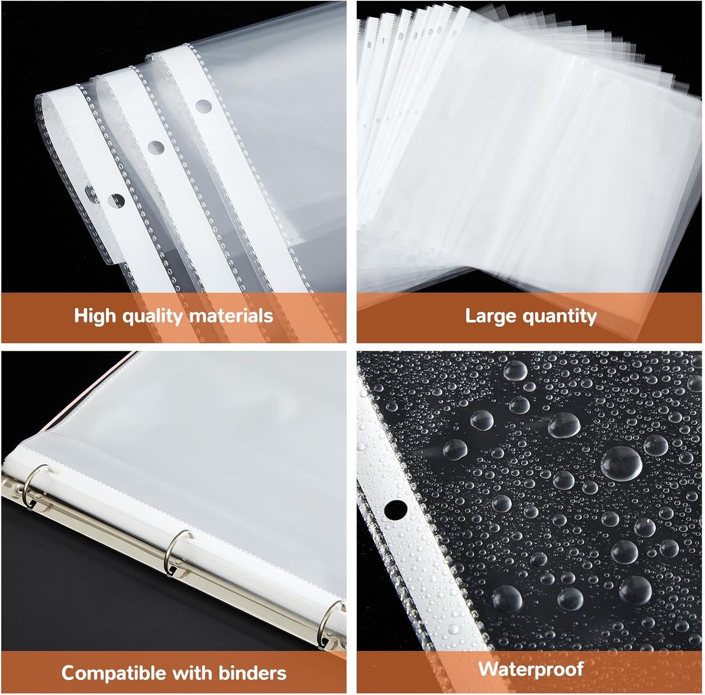 Gilprop 50 Pack 11 x 14 Inch Sheet Protectors, Heavyweight Landscape Sleeves 11 x 14 Ledger Size Clear Plastic Binder Sleeves, 3 Hole Punched Fits 3 Ring Binders