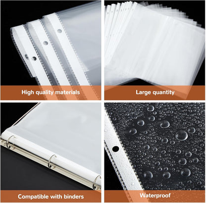 Gilprop 50 Pack 11 x 14 Inch Sheet Protectors, Heavyweight Landscape Sleeves 11 x 14 Ledger Size Clear Plastic Binder Sleeves, 3 Hole Punched Fits 3 Ring Binders