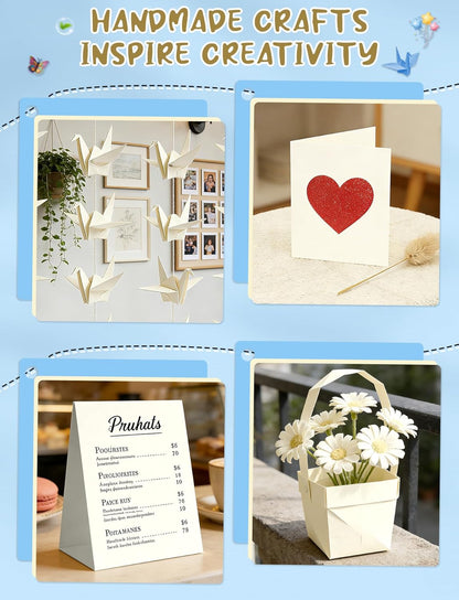 40 Sheets Cream Cardstock Paper 8.5 x 11, Ivory Cardstock Printer Paper 8.5x11, Off White Card Stock Paper 8.5 x 11, 200 GSM Construction Paper for DIY Cards, Greeting Cards, Wedding Invitations