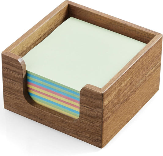 Bivvclaz Acacia Wood Sticky Note Holder, 4 x 6 Inch Notepad Holder Dispenser with Dual Openings, Self Stick Note Pad Holder, Memo Pad Holder Dispenser Organizer for School Office Desk Supplies