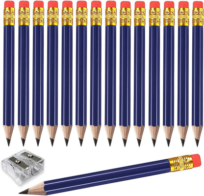 Adhere 25pcs Golf Pencils with Eraser Pre sharpened Hexagon half Wooden Pencils Graphite 2B for Golf Event Scoring,Classroom,Wedding,Company Meetings,Pew, Pocket (Nature)