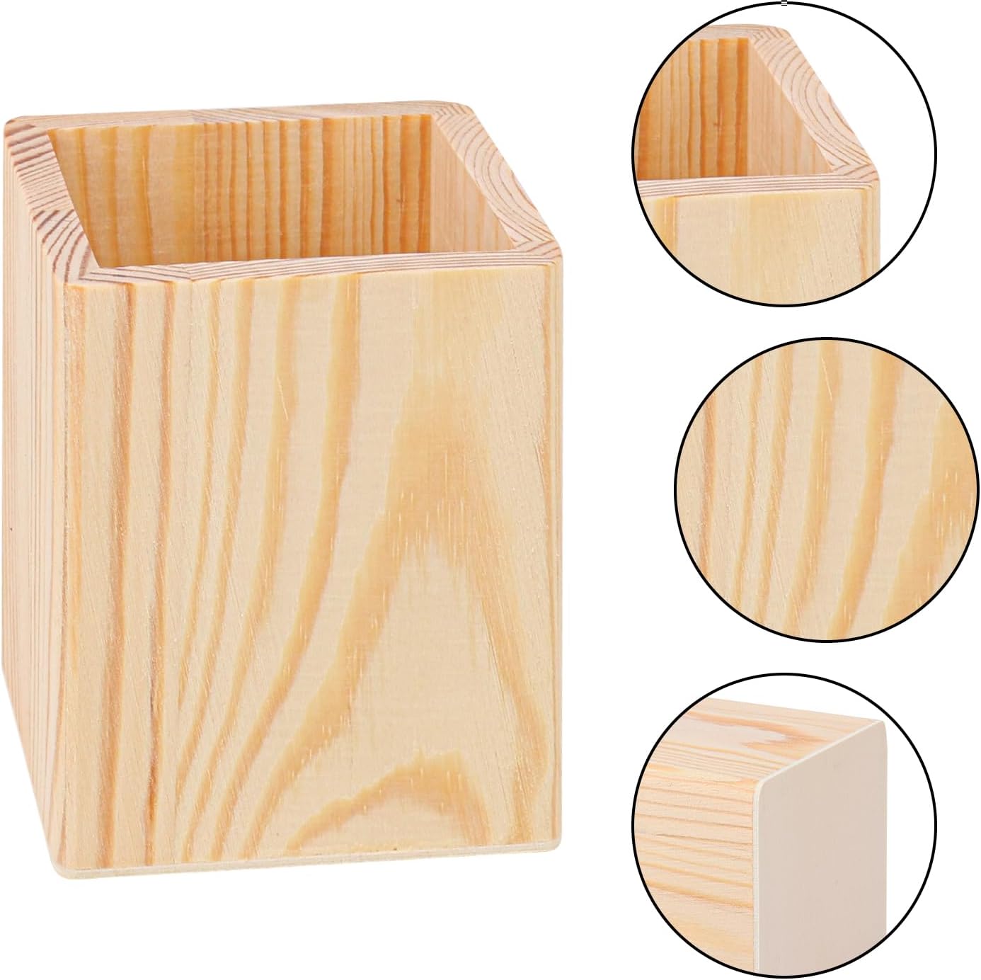 18 Pack Round Unfinished Wooden Pencil Holder, 3 x 3 x 4 Inch Wood Pencil Cup Holder, Wood Crafts Pencil Cup for Desk, Office, DIY Project