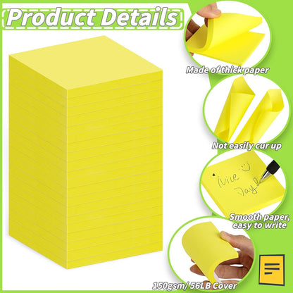 100 Pack Sticky Notes Bulk 3 x 3 in Self-Stick Note Pads Colorful Posted Note in 20 Colors Adhesive Paper Memo 50 Sheets/Pad Easy to Post for Office Home School Meetings Notebook Wall Door Window