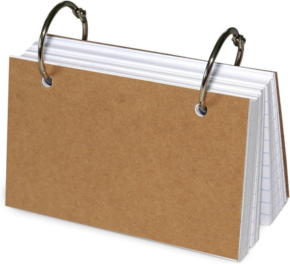 3x5 Lined Index Cards with Ring Binder Holder and Dividers, 100 Ruled Cards, Blue