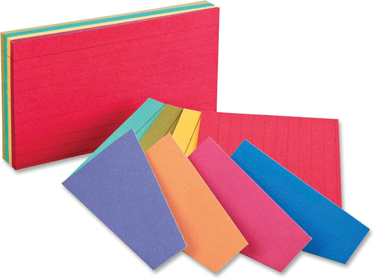 Oxford Extreme Index Cards, 3 x 5 Inches, Assorted Colors, 100 per pack (04736)