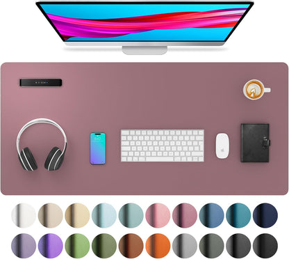 Aothia Non-Slip Waterproof PU Leather Desk Pad Protector for Mouse, Writing Desk, Office, Home, Laptop Blotter, 23.6" x 13.7", Black - Colors B