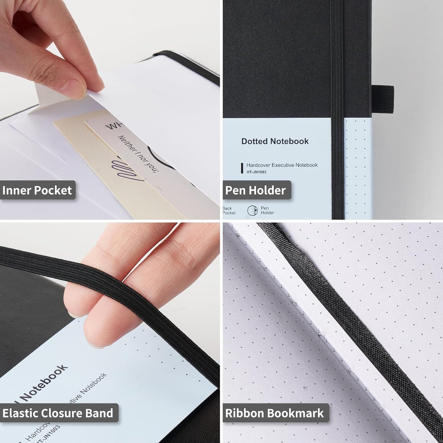 Heture Hardcover Notebooks, A5 Lined Journals Notebook for Writing 160 Pages, 8.2 x 5.5 inch, Classic Ruled Notebooks for College/Work/Travel (Lined-3 Pack, Black)