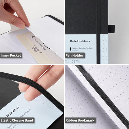 Heture Hardcover Notebooks, A5 Lined Journals Notebook for Writing 160 Pages, 8.2 x 5.5 inch, Classic Ruled Notebooks for College/Work/Travel (Lined-3 Pack, Black)