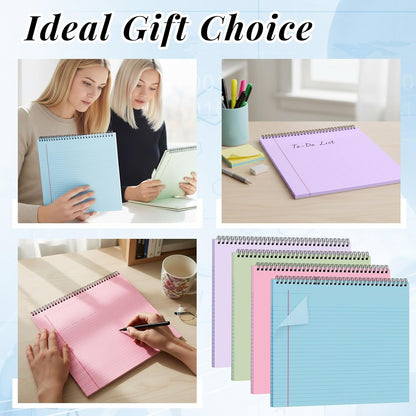 MotiMind 4 Pcs Legal Pads Landscape Notebooks Hole Punched Top Spiral Bound Notebooks 11 x 9.5 Inch College Ruled Drawing Notepad Tear Line for Removal 50 Sheet Office Steno Book(White)
