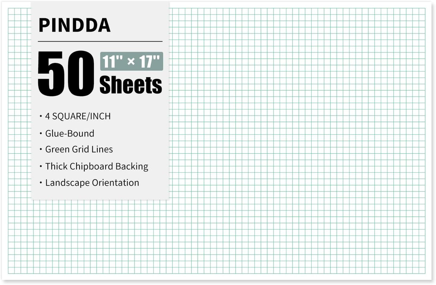 Graph Paper Notebook, 2 Pack, 8.5 x 11 Grid Paper, 4x4 Graph Ruled, 50 Sheets per Pad, Easy-Tear Perforations, 8.5 x 11 Cardboard Backing, for Math, Drafting, Drawing, Engineering