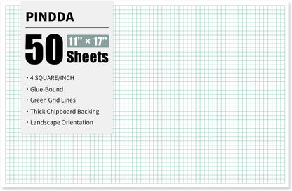 Graph Paper Notebook, 2 Pack, 8.5 x 11 Grid Paper, 4x4 Graph Ruled, 50 Sheets per Pad, Easy-Tear Perforations, 8.5 x 11 Cardboard Backing, for Math, Drafting, Drawing, Engineering