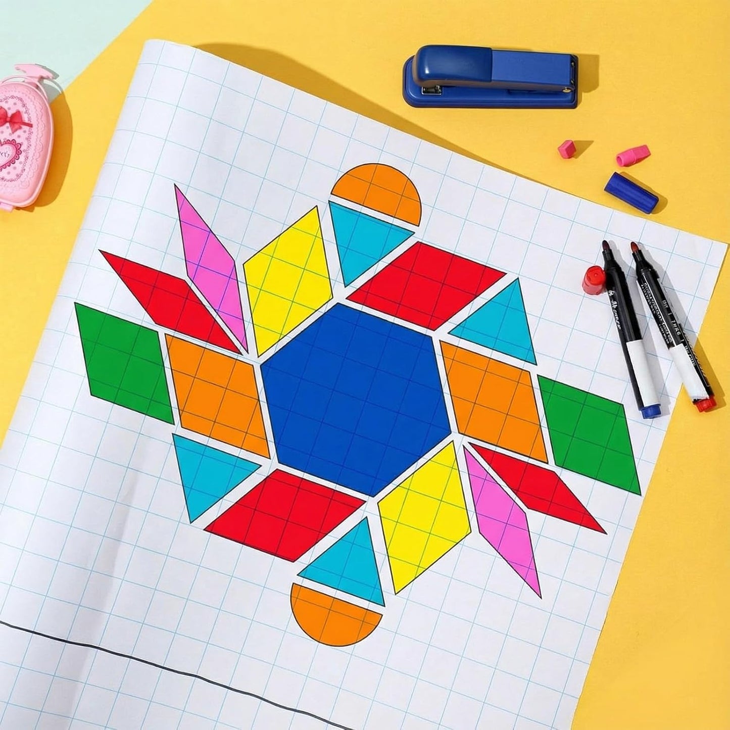 Jetec 1 Roll Large Grid Graph Paper Roll 1" Grid 16.5 Inch x 98ft Sewing Pattern Paper for Back to School Classroom Teaching Drafting Supplies Kids Students Gifts