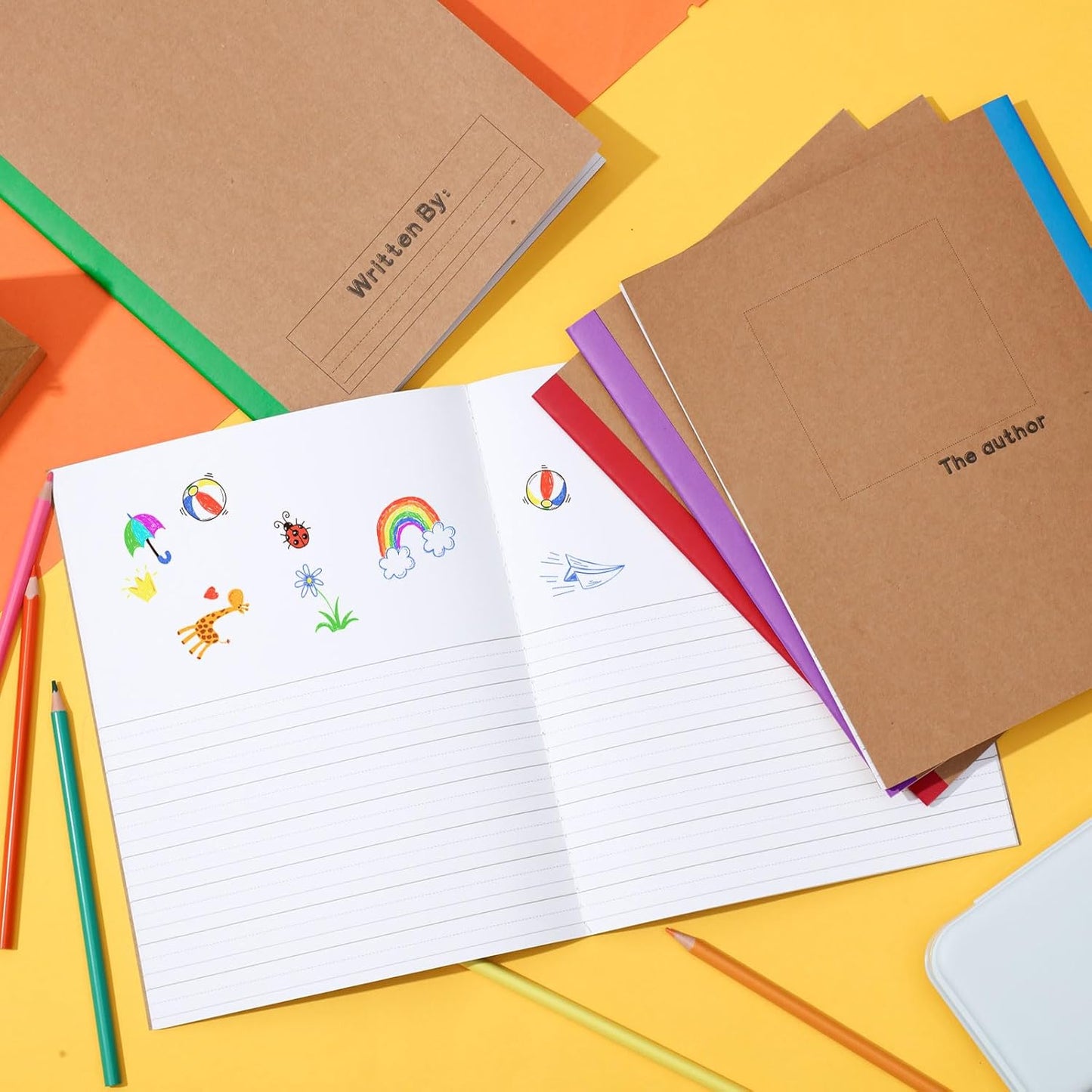 Henoyso 60 Pack Primary Composition Notebook, 9-3/4" x 7-1/2", Kids Primary Journal, K-2 Writing Notebook for Kids Student Draw Write Story Journal Half Blank Books(Macaron Color)