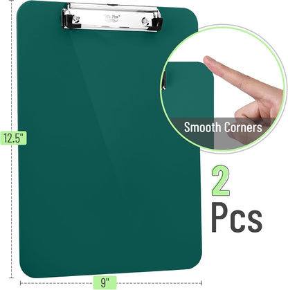 Mr. Pen- Plastic Clipboard, 12.5" x 9", 2 Pack, Clipboard Plastic, Low-Profile Metal Clip with Retractable Hanging Hole