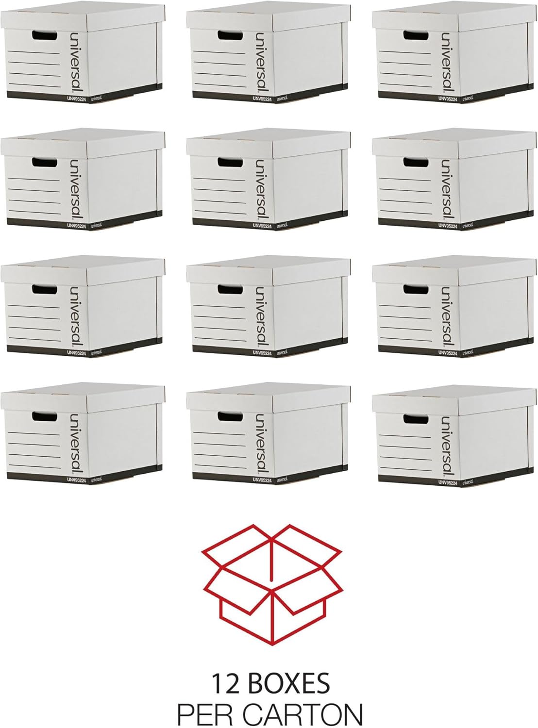 Universal Basic-Duty Economy Record Storage Boxes, 10 Pack, Letter/Legal Files, 12" x 15" x 10", White,