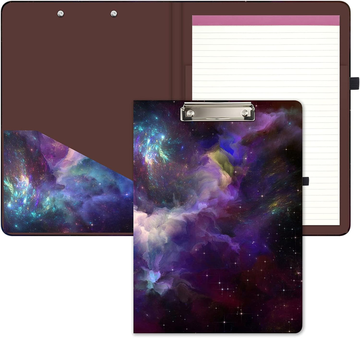 Hongri Clipboard Folio with Refillable Lined Notepad and Interior Storage Pocket for Students, Classroom, Office, Women, Man, Cute Custom Pattern, Size 12.8 x 9.2 in, Classic Flower